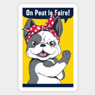 Funny French Bulldog Rosie the Riveter Sticker